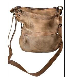 Bed Stu Leather Crossbody Bag Womens Medium Tan Excellent Distressed Convertible